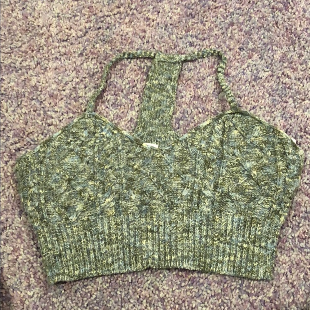 Blue knit crop top/bralette